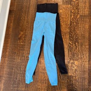 Free People Movement High-Rise 7/8 Good Karma Leggings, Black & Light Blue XS/S